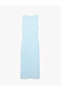 Bürümcük Fabric Slim Fit Sleeveless High Neck Draped Midi Dress - 2