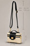 Textured Gold Black Detailed Mini Hand and Shoulder Bag - 6