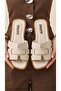 Women's Beige Strappy Hrms Leather Slippers 1cm Byndst01
