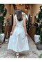 Ecru Stone Printed A-Line Lace-Up Dress - Tight Fit - 5