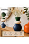 Orange Blue Green Vase Set of 3 - 16 cm Ceramic Look Geometric Decorative Vase - 4