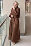 Front Buttoned Belted Burnout Evening Dress - 2