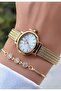 Original Women's Wristwatch Oval Case Gold Color Bracelet Gift - 2