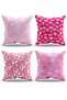 Double Sided Printed Hearts Patterned 4-Piece Combination Suede Throw Pillow Case - 3