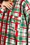 Women's Green Plaid New Start Peter Pan collar Long Sleeve Trouser Pajama Set - 3