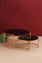 Round Double Gold Black Coffee Side Serving Tray Gift Decoration Treat Organizer MDF Wood 26 - 8