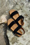 Farah Genuine Leather Black Light Sole Men's Sandals - 3