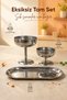 Set of 3 Silver Color Metal Ice Cream Bowls (2X Wide Short and Wide Long Bowls, 1X Boat Plate) - Stylish Presentation and Dessert Bowl - 2