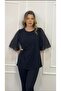 Plus Size Chiffon Sleeved Blouse with Buckle Detail - 2