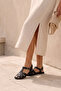 Black Genuine Leather Women's Strappy Cage Sandals - 4