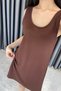 Thick Strap Modal Dress-Brown Brown - 4