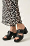 , Women's Genuine Leather Heeled Slippers 161992Z1902 Black
