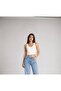 Women's White U-Neck Crop Tank Top Stretchy Comfortable Fabric Lightweight Flowy Wide Strap Tank Top - 4