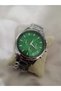 Modern Design, Steel Band Men's Wristwatch - Silver Color Case, Silver Color Band, Green Color Dial