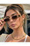 Brown Matte Glass Gold Frame Bone Shank Sunglasses - 2