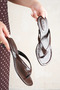 Women's Star Flip-Flops with Heels - Brown-Patent Leather