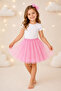 Butterfly Wing Costume Set - Tutu Skirt Wing Crown and Wand 4-Piece Children's Performance Accessories Powder Pink - 4