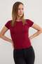 Basic Crew Neck Piped Crop T-Shirt - 2