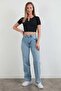 Basic Half Zipper Diver Fabric Crop T-Shirt - 2