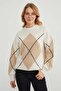 Diamond Patterned Oversize Sweater - 3