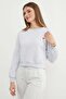 3 Yarn Heart Embroidered Crew Neck Sweatshirt - 4