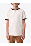 Cotton Short Sleeve Ribbed Piped Crew Neck Oversized T-Shirt - 2
