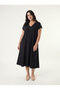 Women's Large Size Midi Dress V-Neck Short Sleeve Viscose Summer Loose