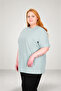Real Plus Size Women's Waffle Textured T-Shirt Wide Fit 20033 Çağla - 2