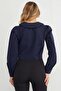 Peter Pan collar Front Tie Crop Blouse - 5