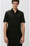 Slim Fit Siyah Kısa Kol Örme Gömlek - 2