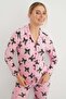 Bow Patterned Suede Pajama Set - 4