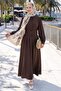 Buttoned Bitter Brown Dress with Elastic Waist - 6