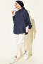Women's Striped Oversize Shirt 1346 - Navy Blue - 2