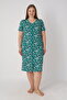 Women's Plus Size 100% Cotton Combed Fabric Zippered Summer Dress / Navy-White-Green - 5