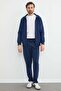 Text Embossed Zippered Tracksuit Set - 3