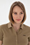 Women's Khaki Basic Polo Neck T-Shirt 50305764-Vr027 - 2