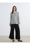Original Oval Collar Patterned Blouse - 2