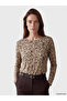 Original Oval Collar Patterned Women's T-Shirt