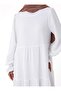 Balloon Sleeve Comfortable Fit Lined Hijab Dress - Ecru - - 5