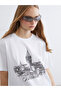 Two Mt Shop Quality Xside White Printed Oversize Short Sleeve Women's T-Shirt
