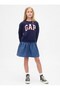 Gap girl's skirted sweatshirt dress with denim top, ages 4-16, navy