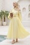 Yellow Dress with Brooch Belt Detail - 4