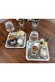 6 Pieces Presentation Tray Square Wicker Full Silver Tray 22 cm - 7