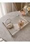 Boru Handle Plexiglass Tray for 4-6 People/Coffee-Tea Presentation Tray (Antique Gold) - 3