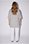 Plus Size Crew Neck Half Sleeve Striped T-Shirt with Slit Detail 302946 - 6