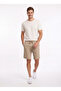 Men's Beige Cotton Linen Look Relaxed Shorts with Elastic Waist - 2