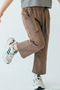 Girl's Pants with Tie Detail, Comfortable Cut, Pockets, 4-8 Years, Brown - 2