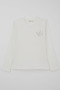 Girl's Long Sleeve T-Shirt with Sequins, Pearls, and Floral Embroidery, Ages 9-14, Ecru - 2