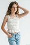 Girl's T-Shirt with Straps and Rubber Detail, Ages 6-12, Ecru - 2