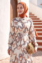 Ruby Chain Patterned Belted Satin Dress - Gray - 2